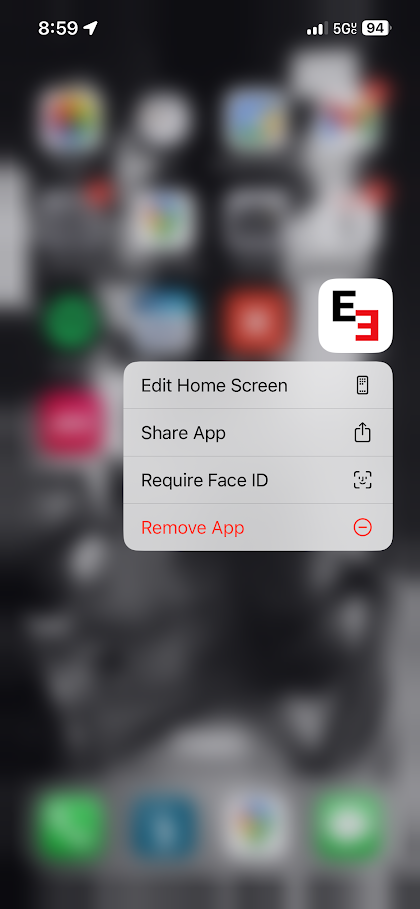 Enable Face ID for E3 App (iPhone)