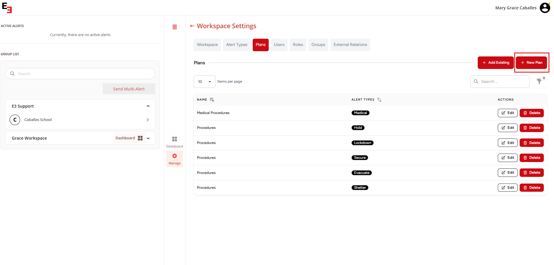 Adding and Editing Emergency Plans