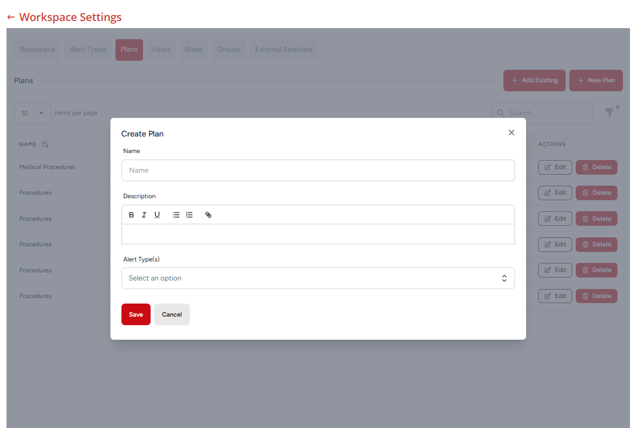 Adding and Editing Emergency Plans